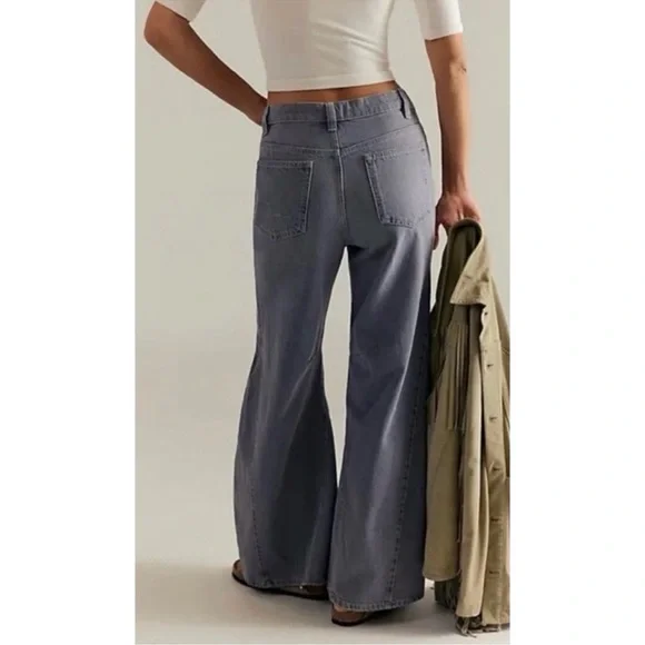 We The Free, Free People Eden Slouchy Wide-leg Jeans Diamond Grey 27.5 - Picture 3 of 12